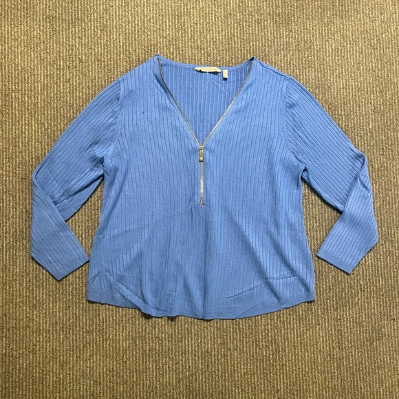 Soft Surroundings Blue V-Neck Sweater - Picture 2 of 7